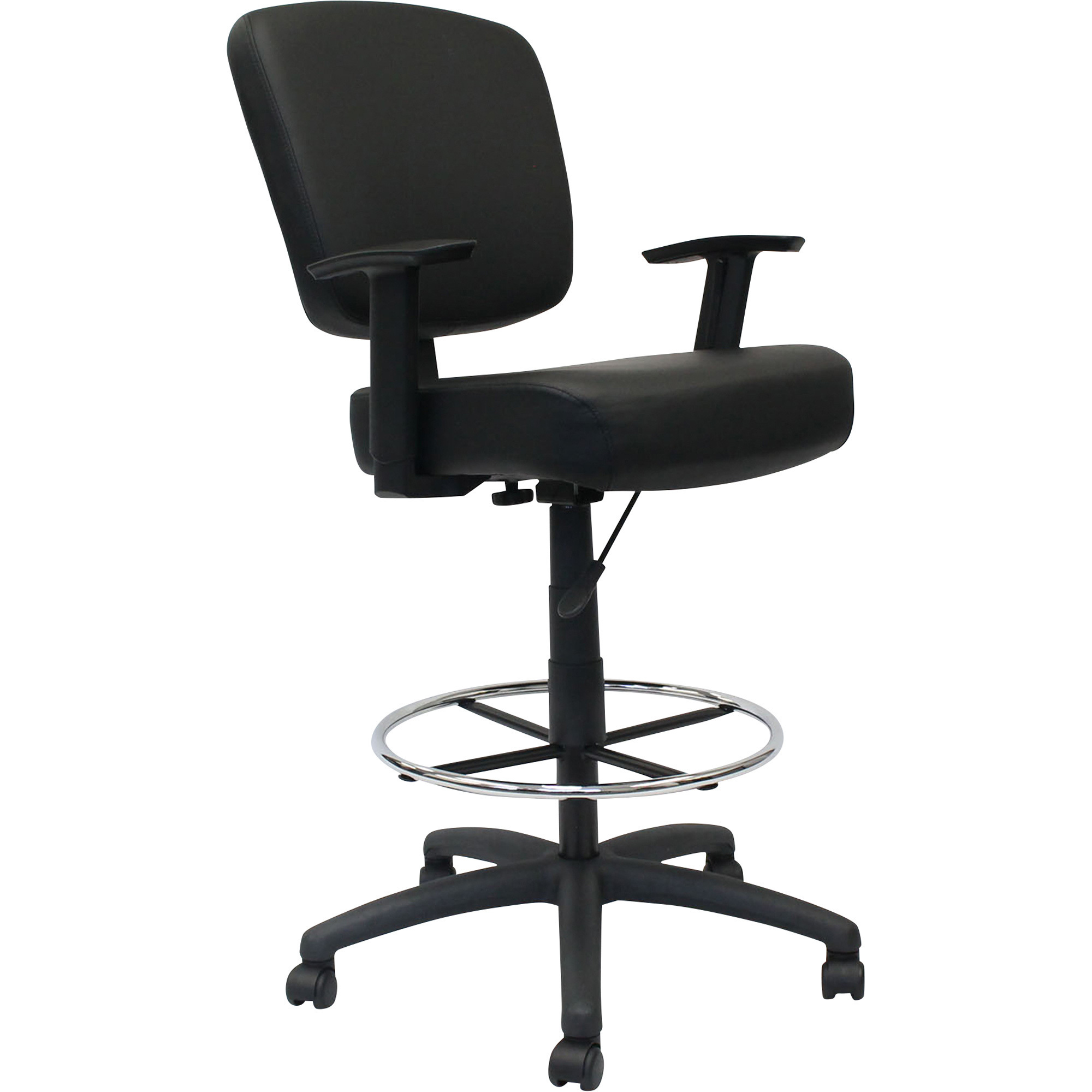 BOSS Oversized Height Adjustable Drafting Stool with Caresoft Upholstery, Black, 27in.W x 27in.D x 43-46.5in.H, Model# B1681-BK